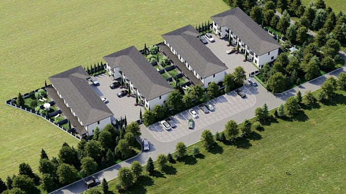 design 3d township masterplan villa housing site plan layout real estate render