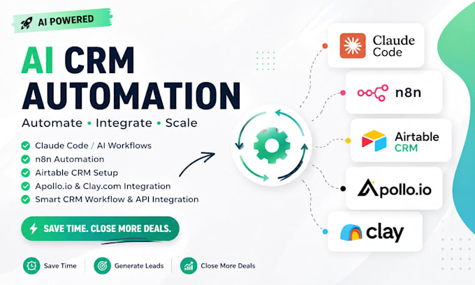 setup claude code n8n ai crm automation workflow airtable crm apollo io clay com