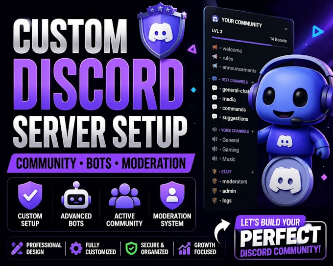 setup custom discord server discord community bot and moderation