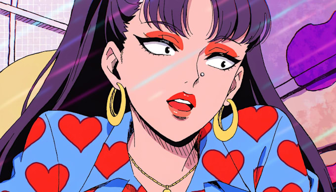 draw a portrait in 90s retro anime style
