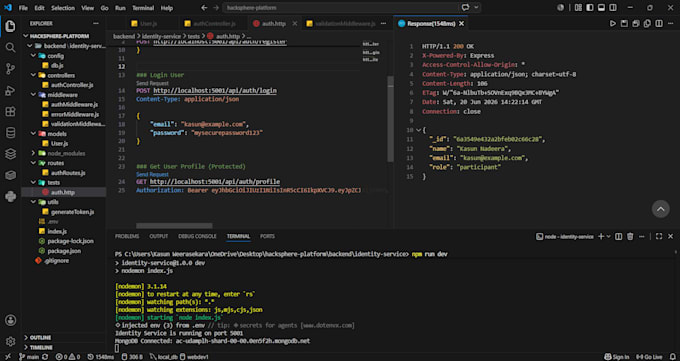 develop a secure rest API using nodejs, express, and mongodb
