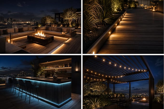 create interior design architecture rooftop and living design with 3d rendering
