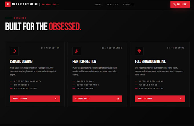 design a premium dark mode landing page or modern website