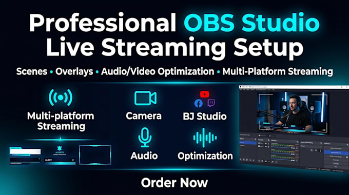 configure obs studio for professional live streaming, overlays, smooth broadcast