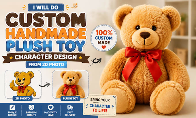do custom handmade plush toy character design from 2d photo