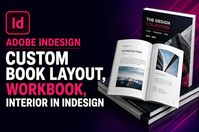 design custom book layout, workbook, interior in indesign