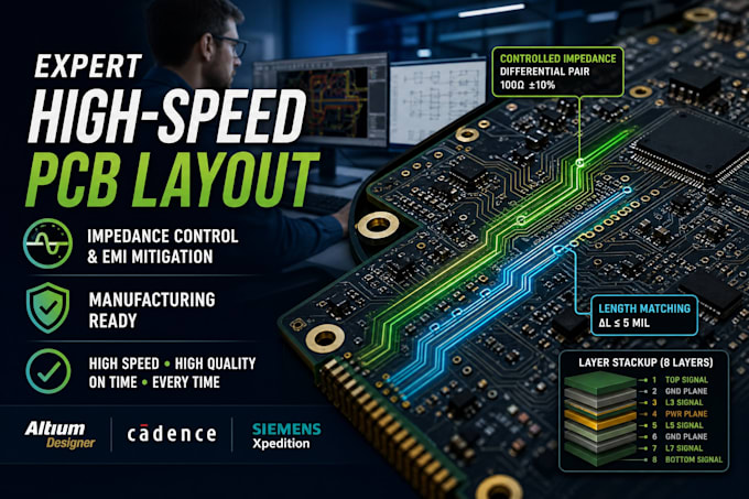 design high speed, multi layer pcb design, si, pi, and impedance control