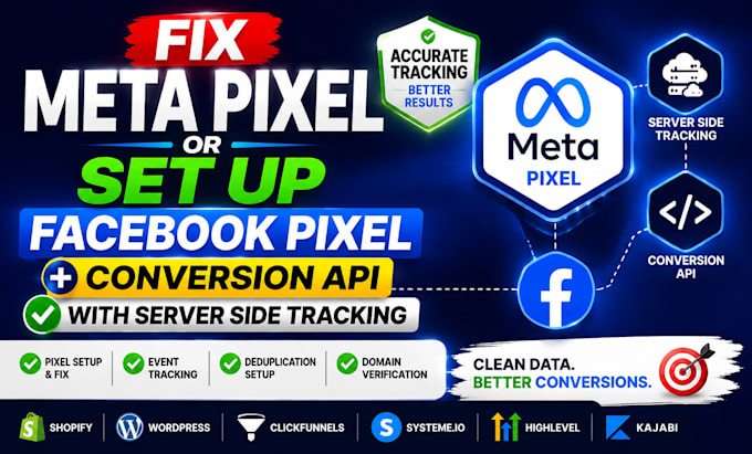 fix meta pixel or setup facebook pixel, conversion API  server side tracking