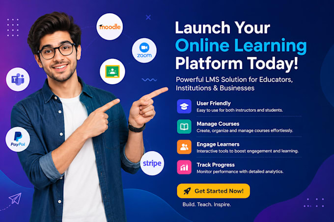 build stunning lms website or elearning website or tutor learn management system