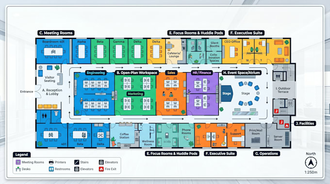 design infographic map, custom map, strategy map, office map and analytics map