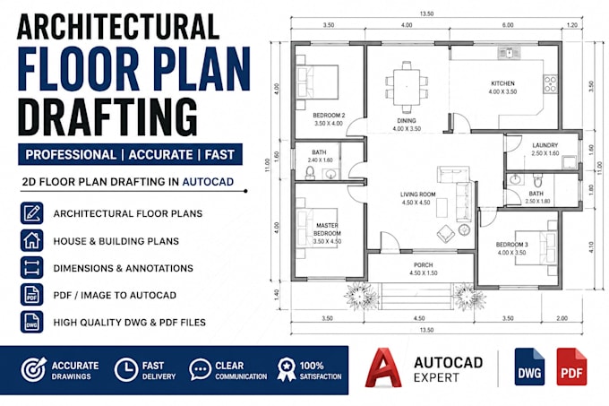 draw architectural floor plans and autocad drafting