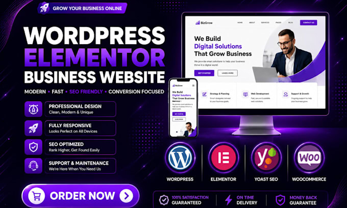 design wordpress business website and elementor website development