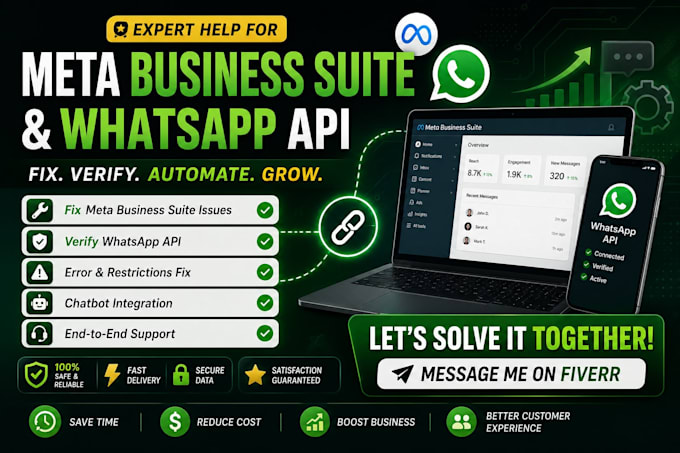 fix meta business manager, whatsapps API, meta verification API