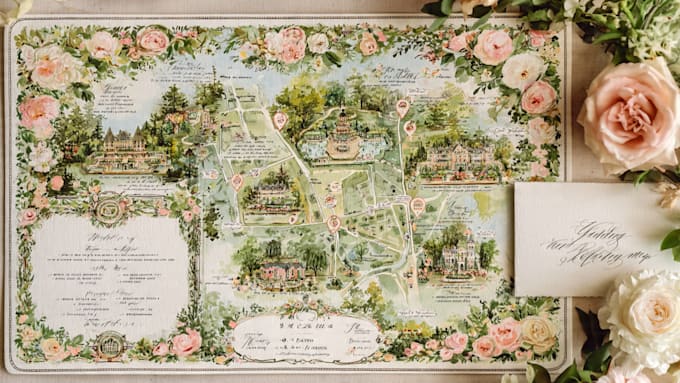 design watercolor wedding map