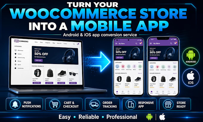 convert your woocommerce store into android and ios mobile app