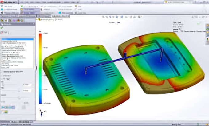 create injection molded plastic enclosure product design, dfm in solidworks