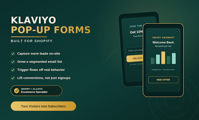 design shopify klaviyo email marketing flows popup form