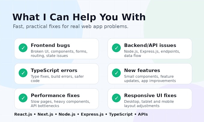 fix bugs or add features to your react node web app