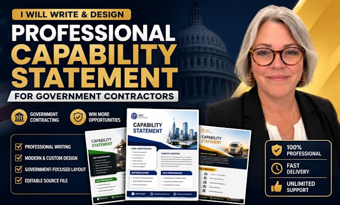 write and design a professional government contracting capability statement