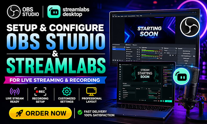setup obs studio, streamlabs for twitch, youtube, kick, tiktok streaming