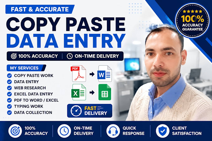 do fast copy paste, web research and data entry work