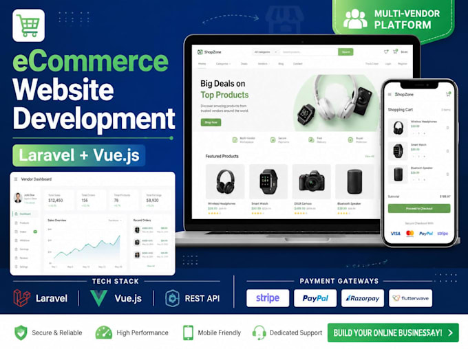build your ecommerce website using laravel and vue js