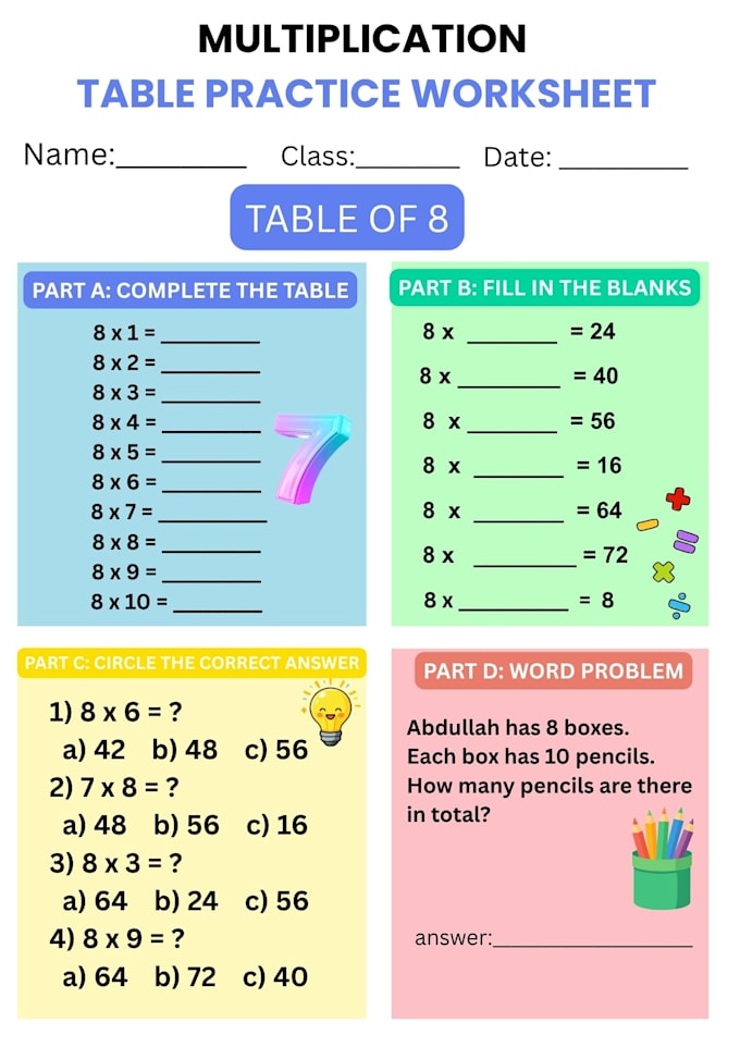 create easy and engaging maths worksheets for students