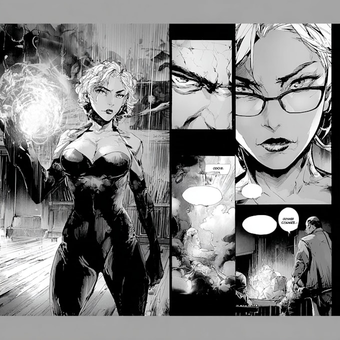 create cyberpunk manga comic pages with futuristic art