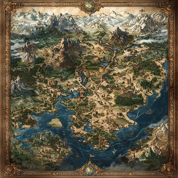 draw high quality professional fantasy map for dnd campaign