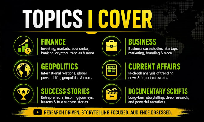 write engaging finance business and documentary youtube scripts