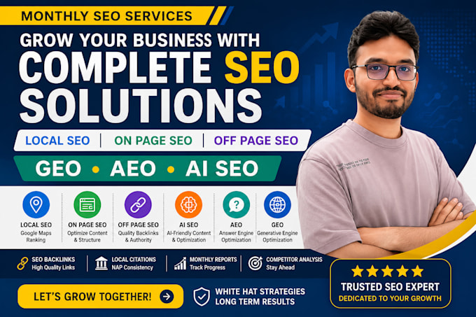 do monthly website local off page and on page , GEO, aeo,SEO backlinks ai