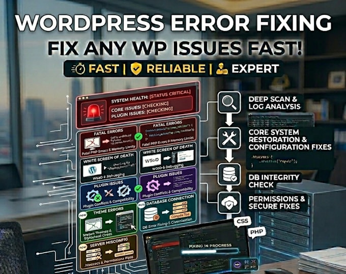 fix wordpress issues and critical errors