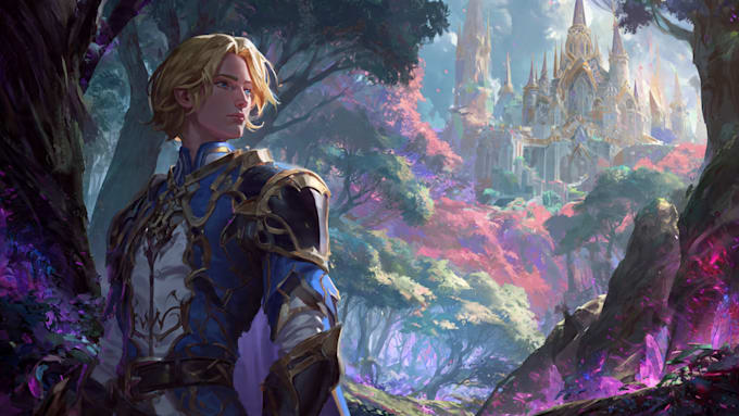 paint a character illustration in a fantasy world