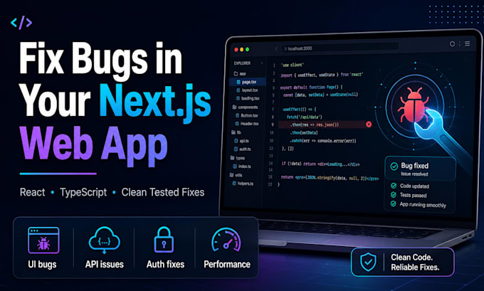 fix bugs in your next js typescript react web application
