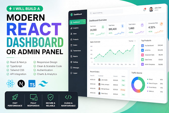 build a react admin dashboard or CRM frontend