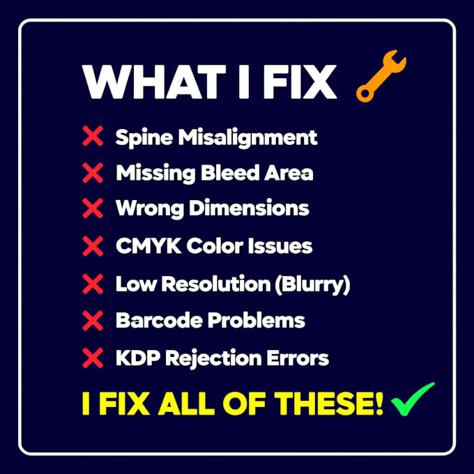 fix and resize your KDP book cover, spine, and bleed errors
