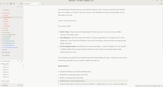 set up your obsidian vault and migrate your notes