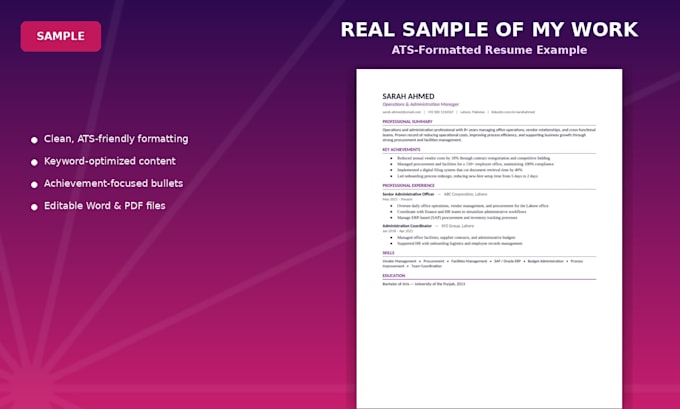 write an ats optimized resume that gets interviews
