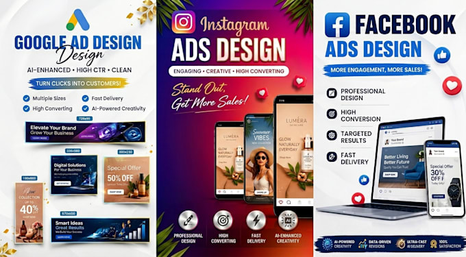 design high converting google ads instagram ads  facebook ads creatives