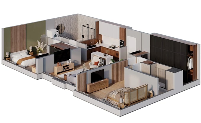 convert 2d floor plans to realistic 3d floor plans in 4k