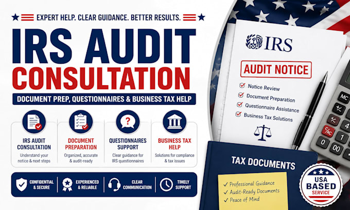 provide irs audit consultation, document prep, questionnaires, business tax help