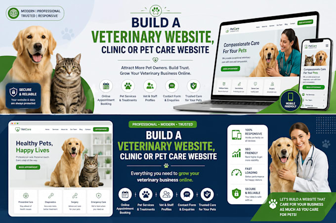 build a veterinary website, clinic or pet care website