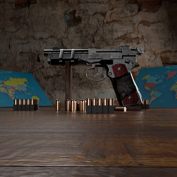create a realistic 3d weapon asset in maya and substance painter