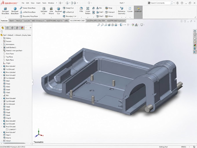 design injection molded plastic enclosure cad model for product manufacturing