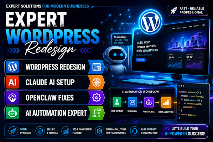 expert wordpress redesign claude ai website setup openclaw fixes ai automation