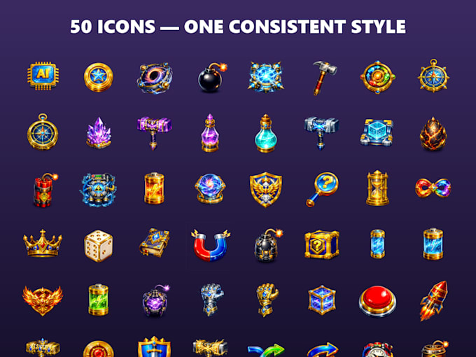 create premium glossy game UI and icons for your mobile game