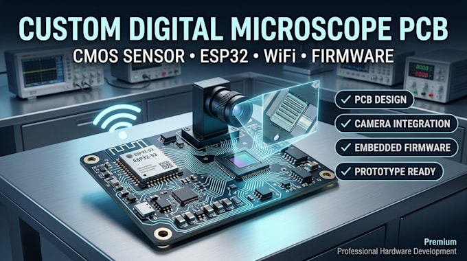 design a custom digital microscope pcb with cmos sensor,  wifi  and firmware