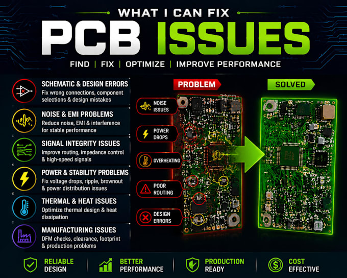 improve, redesign and fix pcb circuits for better performance and reliability