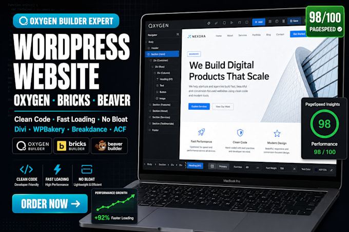 build oxygen wordpress website oxygen 6 expert bricks breakdance beaver builder