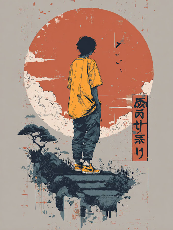do a japanese t shirt illustration